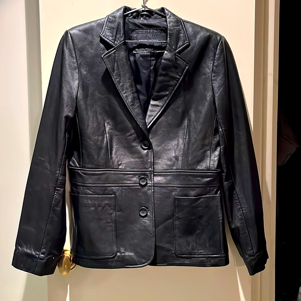 Classic black leather blazer